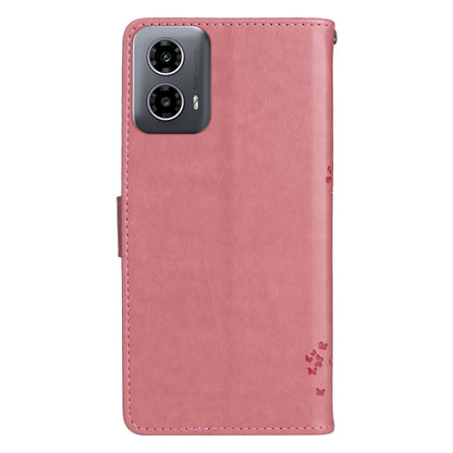 Tree & Cat Embossed Pattern Flip Leather Phone Case, For Motorola Moto G34