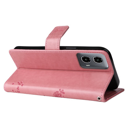 Tree & Cat Embossed Pattern Flip Leather Phone Case, For Motorola Moto G34