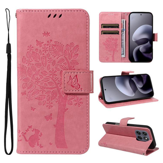 Tree & Cat Embossed Pattern Flip Leather Phone Case, For Motorola Moto G Max/G87/G77/G67 5G, For Motorola Moto G37 / G37 Power 5G, For Motorola Edge 70 Pro 5G, For Motorola Edge 70 Fusion 5G, For Motorola Moto G67 Power 5G, For Motorola Edge 70 5G