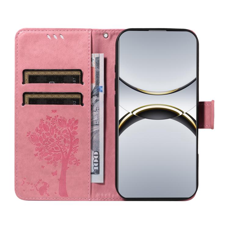 Tree & Cat Embossed Pattern Flip Leather Phone Case, For OPPO Find X8 Pro Global
