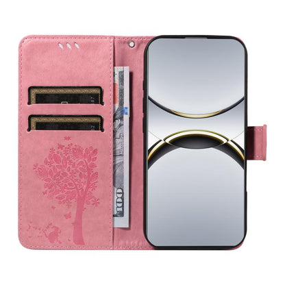 Tree & Cat Embossed Pattern Flip Leather Phone Case, For OPPO Find X8 Pro Global