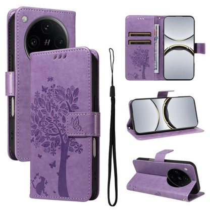 Tree & Cat Embossed Pattern Flip Leather Phone Case, For OPPO Find X8 Pro Global