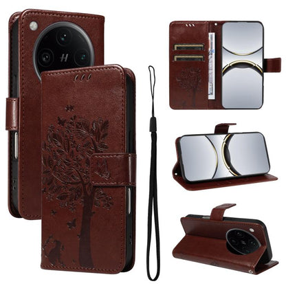 Tree & Cat Embossed Pattern Flip Leather Phone Case, For OPPO Find X8 Pro Global