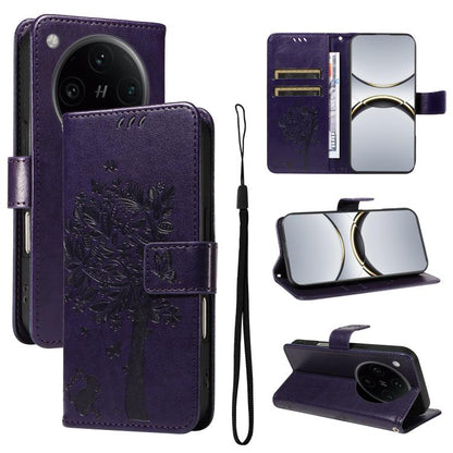 Tree & Cat Embossed Pattern Flip Leather Phone Case, For OPPO Find X8 Pro Global