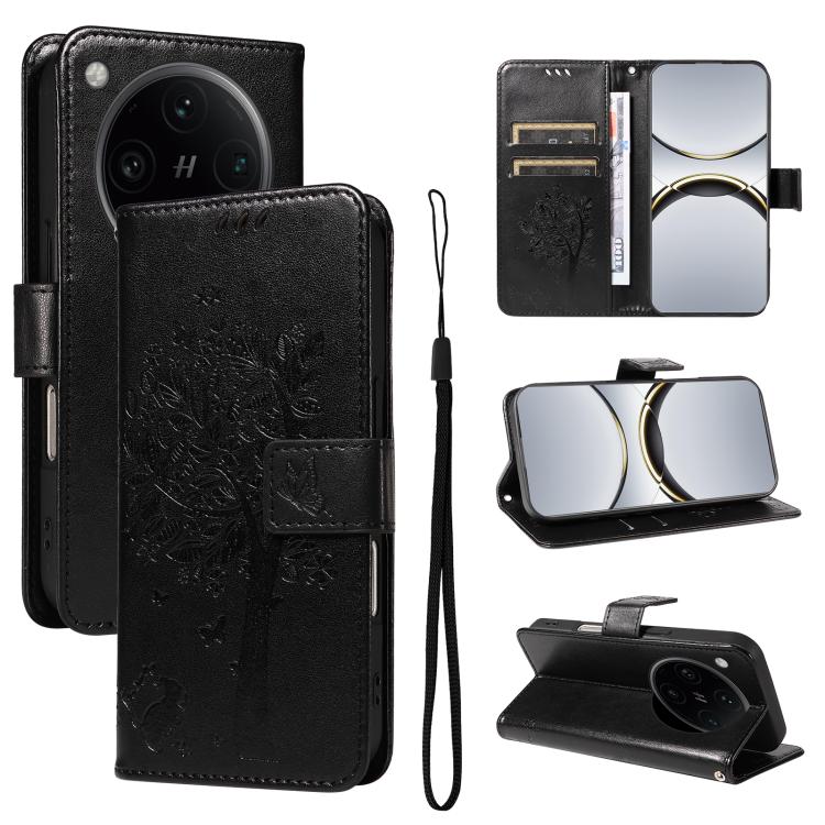 Tree & Cat Embossed Pattern Flip Leather Phone Case, For OPPO Find X8 Pro Global
