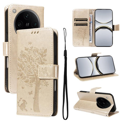 Tree & Cat Embossed Pattern Flip Leather Phone Case, For OPPO Find X8 Pro Global