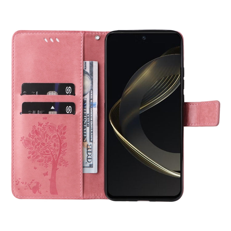 Tree & Cat Embossed Pattern Flip Leather Phone Case, For Huawei nova 12 SE / nova 11 SE, For Huawei nova 12s