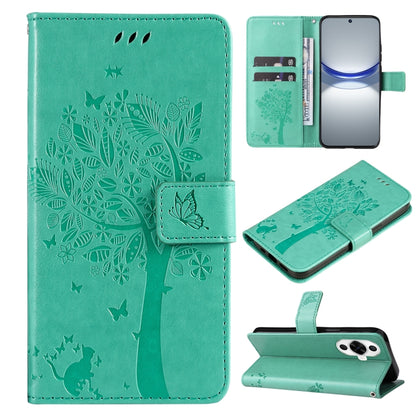 Tree & Cat Embossed Pattern Flip Leather Phone Case, For Huawei nova 12 SE / nova 11 SE, For Huawei nova 12s