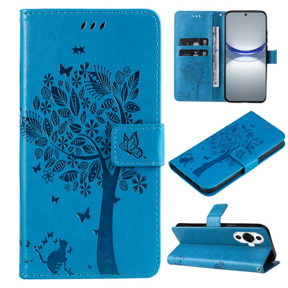 Tree & Cat Embossed Pattern Flip Leather Phone Case, For Huawei nova 12 SE / nova 11 SE, For Huawei nova 12s