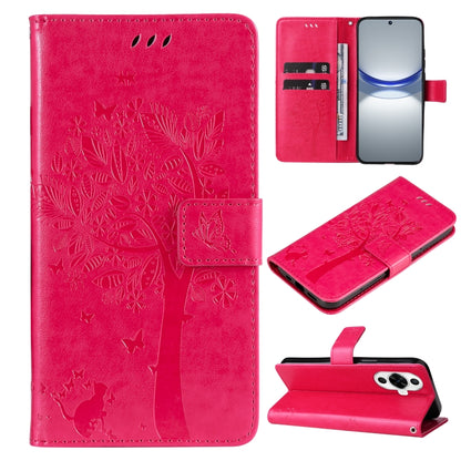 Tree & Cat Embossed Pattern Flip Leather Phone Case, For Huawei nova 12 SE / nova 11 SE, For Huawei nova 12s