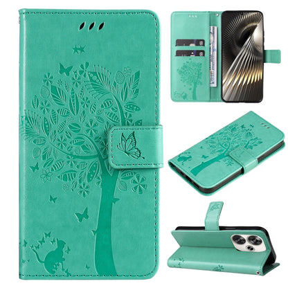 Tree & Cat Embossed Pattern Flip Leather Phone Case, For Xiaomi 14T, For Xiaomi Poco F6
