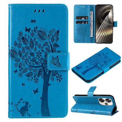 Tree & Cat Embossed Pattern Flip Leather Phone Case, For Xiaomi 14T, For Xiaomi Poco F6
