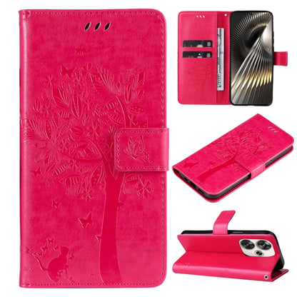 Tree & Cat Embossed Pattern Flip Leather Phone Case, For Xiaomi 14T, For Xiaomi Poco F6