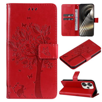 Tree & Cat Embossed Pattern Flip Leather Phone Case, For Xiaomi 14T, For Xiaomi Poco F6
