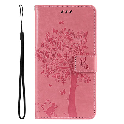 Tree & Cat Embossed Pattern Flip Leather Phone Case, For Xiaomi 14T, For Xiaomi Poco F6