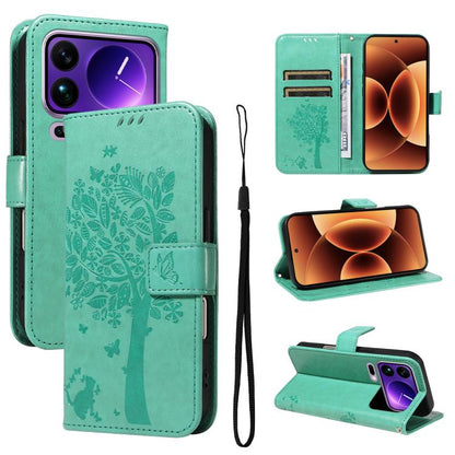 Tree & Cat Embossed Pattern Flip Leather Phone Case, For Xiaomi 17 Max 5G, For Xiaomi 17T Pro 5G Global, For Xiaomi 17T 5G Global, For Xiaomi Poco X8 Pro Max 5G, For Xiaomi 17 Ultra, For Xiaomi 17 Pro Max, For Xiaomi 17