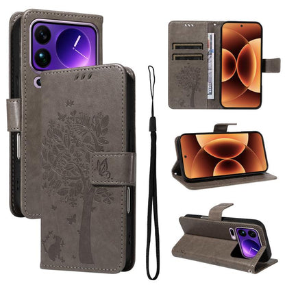 Tree & Cat Embossed Pattern Flip Leather Phone Case, For Xiaomi 17 Max 5G, For Xiaomi 17T Pro 5G Global, For Xiaomi 17T 5G Global, For Xiaomi Poco X8 Pro Max 5G, For Xiaomi 17 Ultra, For Xiaomi 17 Pro Max, For Xiaomi 17