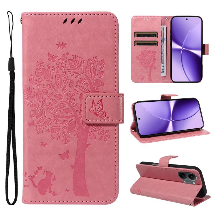 Tree & Cat Embossed Pattern Flip Leather Phone Case, For Xiaomi 17 Max 5G, For Xiaomi 17T Pro 5G Global, For Xiaomi 17T 5G Global, For Xiaomi Poco X8 Pro Max 5G, For Xiaomi 17 Ultra, For Xiaomi 17 Pro Max, For Xiaomi 17