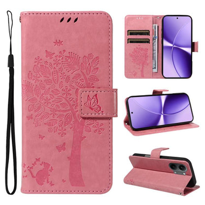 Tree & Cat Embossed Pattern Flip Leather Phone Case, For Xiaomi 17 Max 5G, For Xiaomi 17T Pro 5G Global, For Xiaomi 17T 5G Global, For Xiaomi Poco X8 Pro Max 5G, For Xiaomi 17 Ultra, For Xiaomi 17 Pro Max, For Xiaomi 17