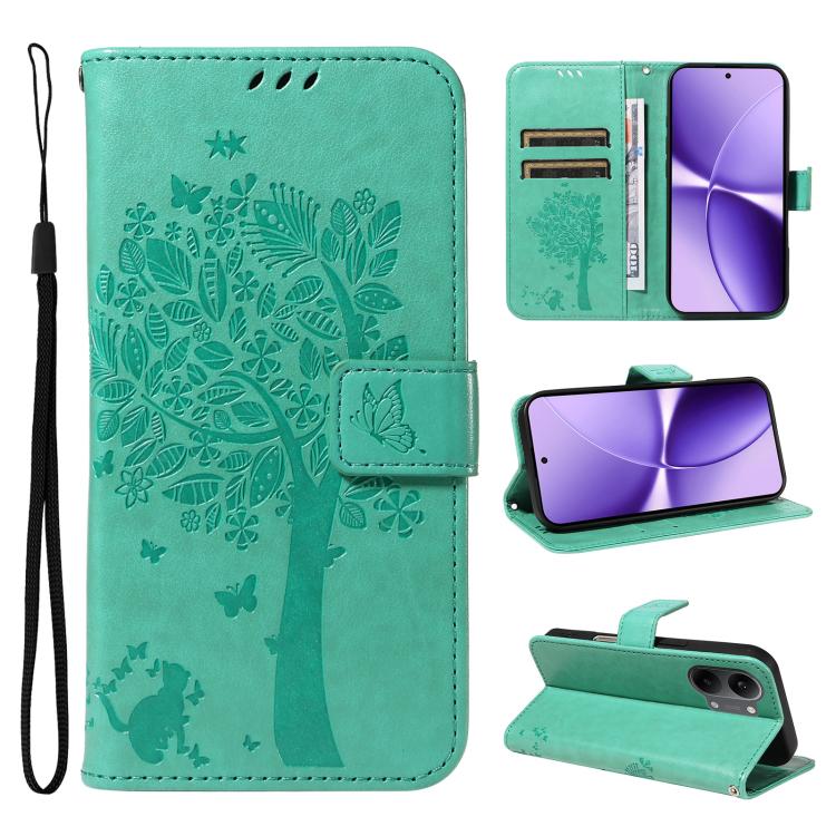 Tree & Cat Embossed Pattern Flip Leather Phone Case, For Xiaomi 17 Max 5G, For Xiaomi 17T Pro 5G Global, For Xiaomi 17T 5G Global, For Xiaomi Poco X8 Pro Max 5G, For Xiaomi 17 Ultra, For Xiaomi 17 Pro Max, For Xiaomi 17