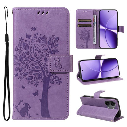Tree & Cat Embossed Pattern Flip Leather Phone Case, For Xiaomi 17 Max 5G, For Xiaomi 17T Pro 5G Global, For Xiaomi 17T 5G Global, For Xiaomi Poco X8 Pro Max 5G, For Xiaomi 17 Ultra, For Xiaomi 17 Pro Max, For Xiaomi 17