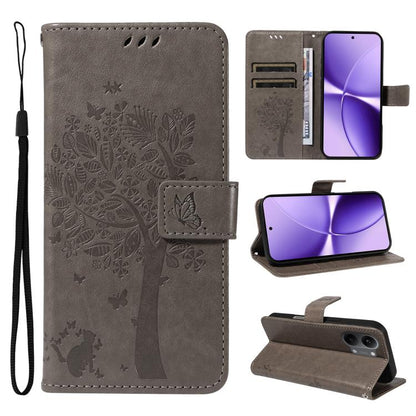 Tree & Cat Embossed Pattern Flip Leather Phone Case, For Xiaomi 17 Max 5G, For Xiaomi 17T Pro 5G Global, For Xiaomi 17T 5G Global, For Xiaomi Poco X8 Pro Max 5G, For Xiaomi 17 Ultra, For Xiaomi 17 Pro Max, For Xiaomi 17