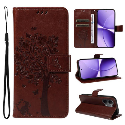 Tree & Cat Embossed Pattern Flip Leather Phone Case, For Xiaomi 17 Max 5G, For Xiaomi 17T Pro 5G Global, For Xiaomi 17T 5G Global, For Xiaomi Poco X8 Pro Max 5G, For Xiaomi 17 Ultra, For Xiaomi 17 Pro Max, For Xiaomi 17