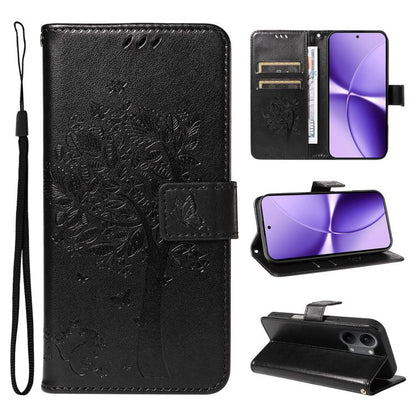 Tree & Cat Embossed Pattern Flip Leather Phone Case, For Xiaomi 17 Max 5G, For Xiaomi 17T Pro 5G Global, For Xiaomi 17T 5G Global, For Xiaomi Poco X8 Pro Max 5G, For Xiaomi 17 Ultra, For Xiaomi 17 Pro Max, For Xiaomi 17