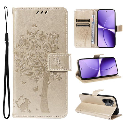 Tree & Cat Embossed Pattern Flip Leather Phone Case, For Xiaomi 17 Max 5G, For Xiaomi 17T Pro 5G Global, For Xiaomi 17T 5G Global, For Xiaomi Poco X8 Pro Max 5G, For Xiaomi 17 Ultra, For Xiaomi 17 Pro Max, For Xiaomi 17