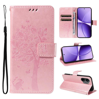 Tree & Cat Embossed Pattern Flip Leather Phone Case, For Xiaomi 17 Max 5G, For Xiaomi 17T Pro 5G Global, For Xiaomi 17T 5G Global, For Xiaomi Poco X8 Pro Max 5G, For Xiaomi 17 Ultra, For Xiaomi 17 Pro Max, For Xiaomi 17