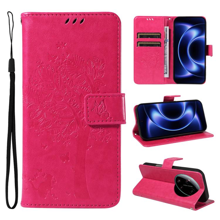 Tree & Cat Embossed Pattern Flip Leather Phone Case, For Xiaomi 17 Max 5G, For Xiaomi 17T Pro 5G Global, For Xiaomi 17T 5G Global, For Xiaomi Poco X8 Pro Max 5G, For Xiaomi 17 Ultra, For Xiaomi 17 Pro Max, For Xiaomi 17