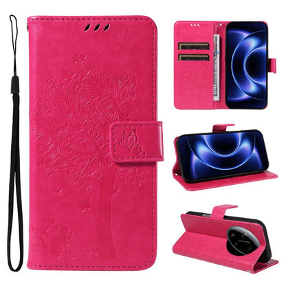 Tree & Cat Embossed Pattern Flip Leather Phone Case, For Xiaomi 17 Max 5G, For Xiaomi 17T Pro 5G Global, For Xiaomi 17T 5G Global, For Xiaomi Poco X8 Pro Max 5G, For Xiaomi 17 Ultra, For Xiaomi 17 Pro Max, For Xiaomi 17