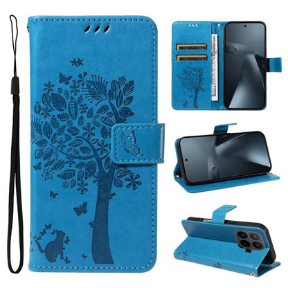 Tree & Cat Embossed Pattern Flip Leather Phone Case, For Xiaomi 17 Max 5G, For Xiaomi 17T Pro 5G Global, For Xiaomi 17T 5G Global, For Xiaomi Poco X8 Pro Max 5G, For Xiaomi 17 Ultra, For Xiaomi 17 Pro Max, For Xiaomi 17