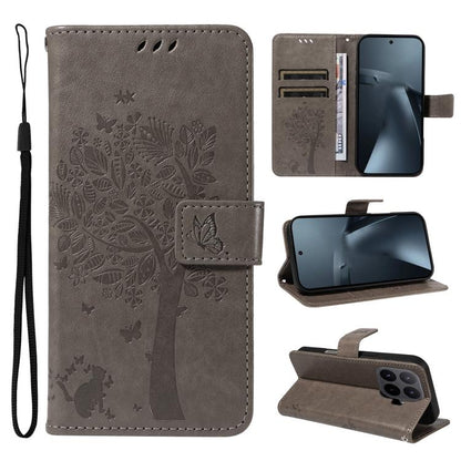 Tree & Cat Embossed Pattern Flip Leather Phone Case, For Xiaomi 17 Max 5G, For Xiaomi 17T Pro 5G Global, For Xiaomi 17T 5G Global, For Xiaomi Poco X8 Pro Max 5G, For Xiaomi 17 Ultra, For Xiaomi 17 Pro Max, For Xiaomi 17