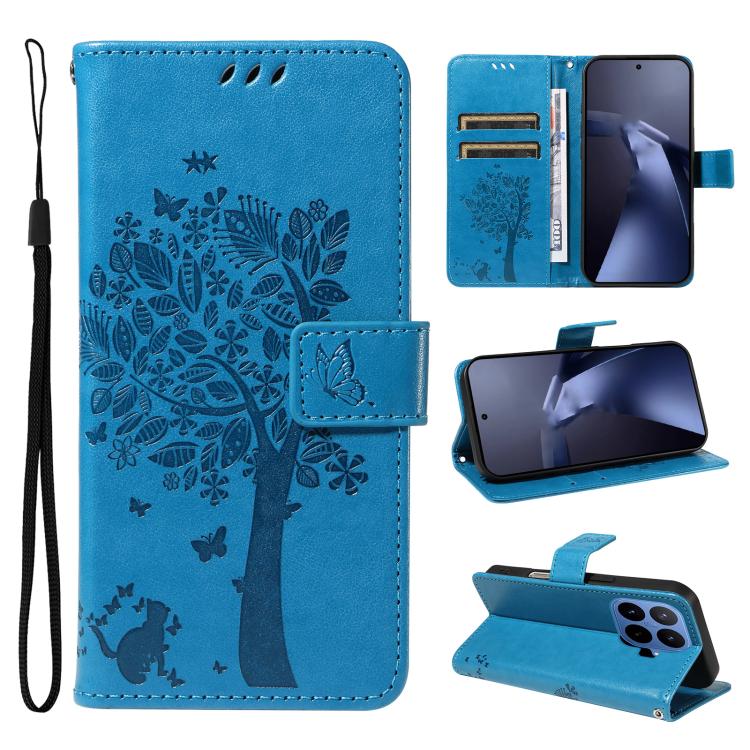 Tree & Cat Embossed Pattern Flip Leather Phone Case, For Xiaomi 17 Max 5G, For Xiaomi 17T Pro 5G Global, For Xiaomi 17T 5G Global, For Xiaomi Poco X8 Pro Max 5G, For Xiaomi 17 Ultra, For Xiaomi 17 Pro Max, For Xiaomi 17