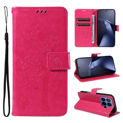Tree & Cat Embossed Pattern Flip Leather Phone Case, For Xiaomi 17 Max 5G, For Xiaomi 17T Pro 5G Global, For Xiaomi 17T 5G Global, For Xiaomi Poco X8 Pro Max 5G, For Xiaomi 17 Ultra, For Xiaomi 17 Pro Max, For Xiaomi 17