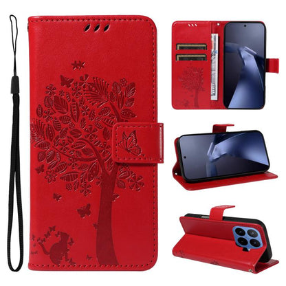 Tree & Cat Embossed Pattern Flip Leather Phone Case, For Xiaomi 17 Max 5G, For Xiaomi 17T Pro 5G Global, For Xiaomi 17T 5G Global, For Xiaomi Poco X8 Pro Max 5G, For Xiaomi 17 Ultra, For Xiaomi 17 Pro Max, For Xiaomi 17