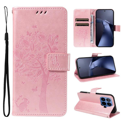 Tree & Cat Embossed Pattern Flip Leather Phone Case, For Xiaomi 17 Max 5G, For Xiaomi 17T Pro 5G Global, For Xiaomi 17T 5G Global, For Xiaomi Poco X8 Pro Max 5G, For Xiaomi 17 Ultra, For Xiaomi 17 Pro Max, For Xiaomi 17