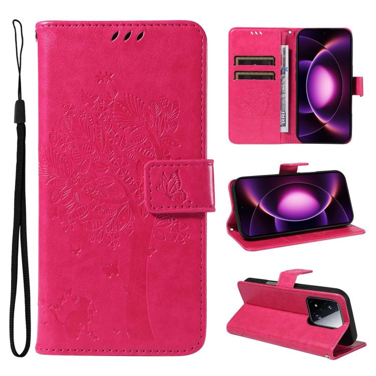 Tree & Cat Embossed Pattern Flip Leather Phone Case, For Xiaomi 17 Max 5G, For Xiaomi 17T Pro 5G Global, For Xiaomi 17T 5G Global, For Xiaomi Poco X8 Pro Max 5G, For Xiaomi 17 Ultra, For Xiaomi 17 Pro Max, For Xiaomi 17