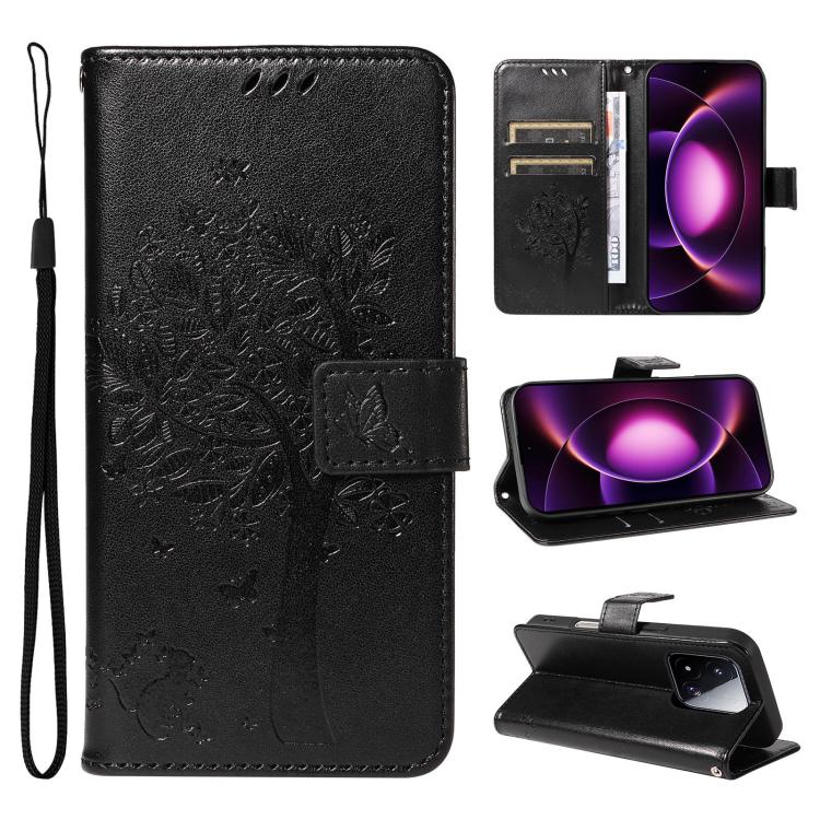 Tree & Cat Embossed Pattern Flip Leather Phone Case, For Xiaomi 17 Max 5G, For Xiaomi 17T Pro 5G Global, For Xiaomi 17T 5G Global, For Xiaomi Poco X8 Pro Max 5G, For Xiaomi 17 Ultra, For Xiaomi 17 Pro Max, For Xiaomi 17