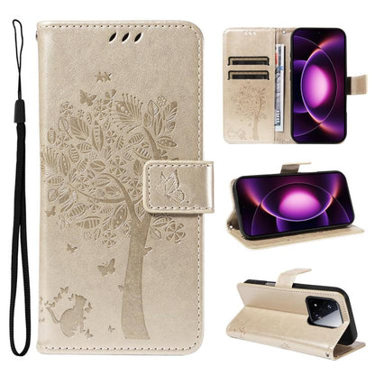 Tree & Cat Embossed Pattern Flip Leather Phone Case, For Xiaomi 17 Max 5G, For Xiaomi 17T Pro 5G Global, For Xiaomi 17T 5G Global, For Xiaomi Poco X8 Pro Max 5G, For Xiaomi 17 Ultra, For Xiaomi 17 Pro Max, For Xiaomi 17