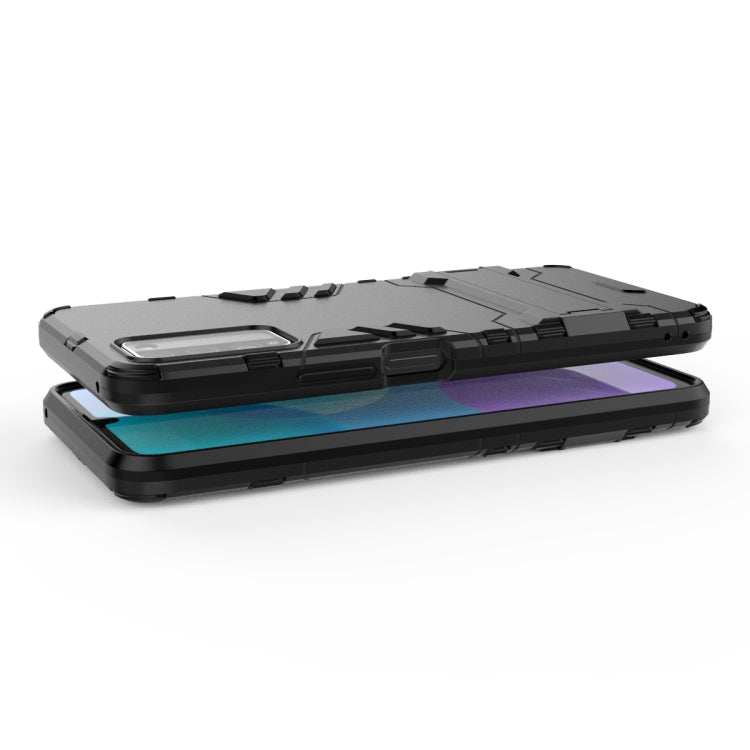 Shockproof protective phone case with rugged armor design, black, side and back protection
