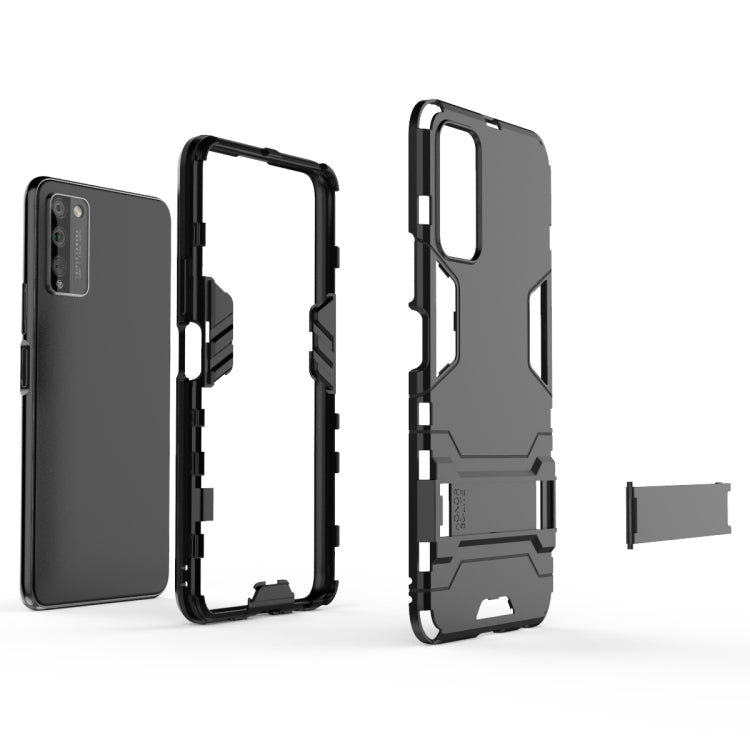 Shockproof protective phone case, black, open design showing side buttons and cutouts