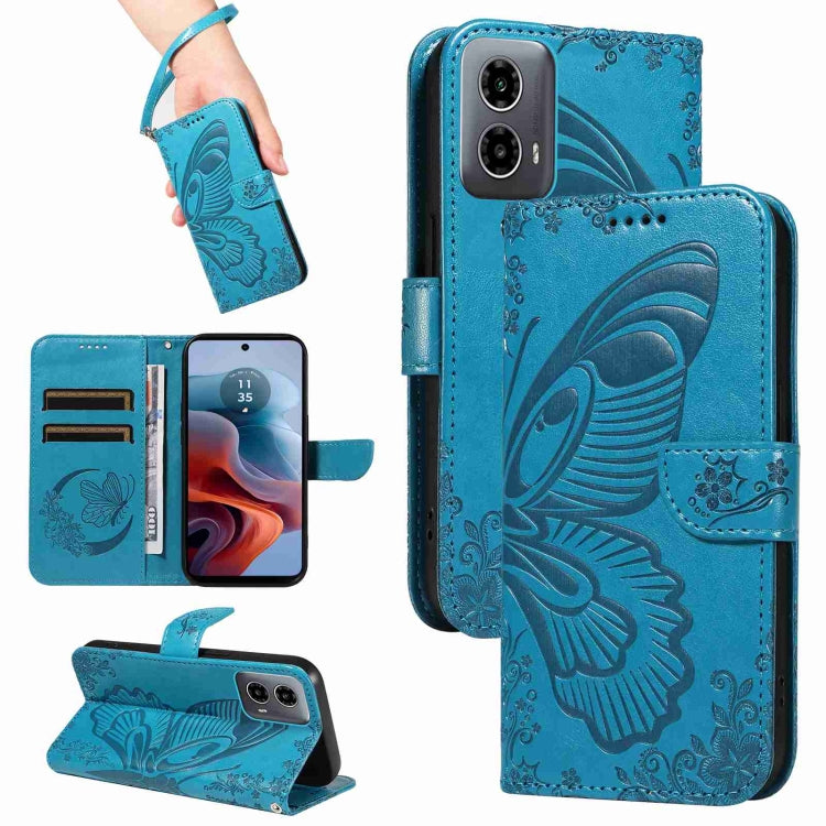 Swallowtail Butterfly Embossed Leather Phone Case, For Motorola Edge Moto G34