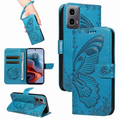Swallowtail Butterfly Embossed Leather Phone Case, For Motorola Edge Moto G34
