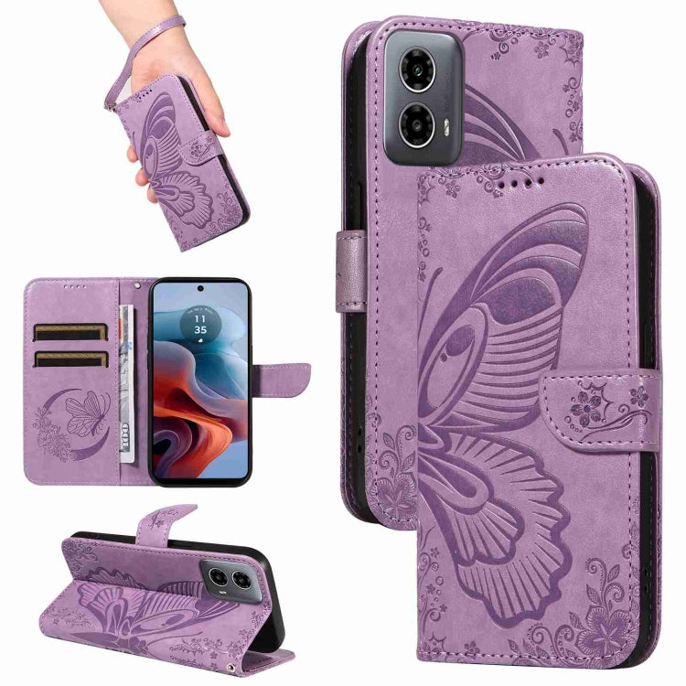 Swallowtail Butterfly Embossed Leather Phone Case, For Motorola Edge Moto G34