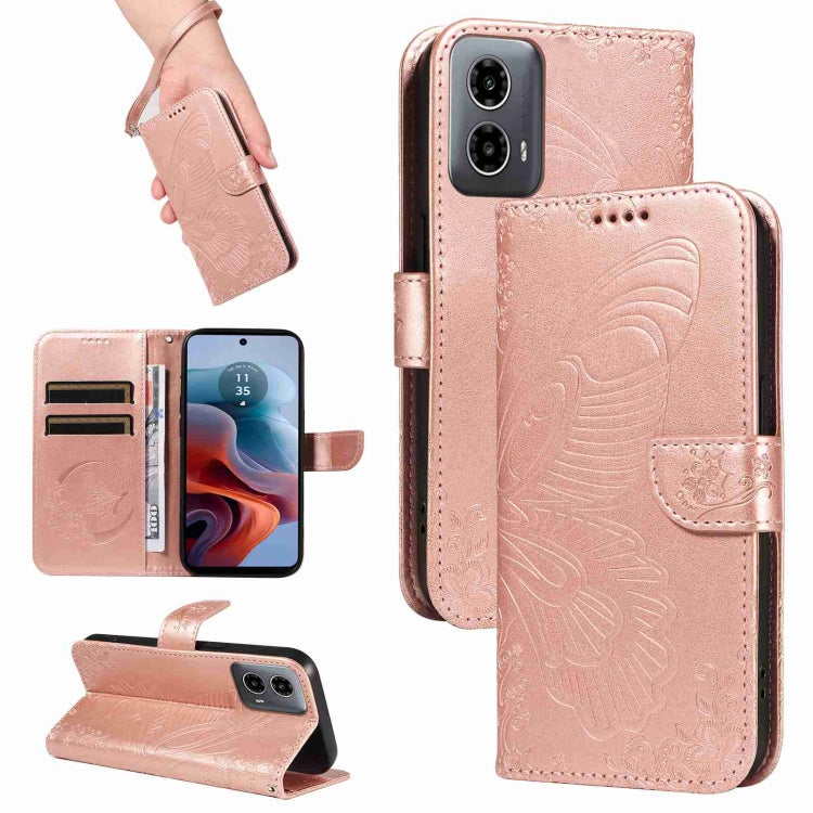 Swallowtail Butterfly Embossed Leather Phone Case, For Motorola Edge Moto G34