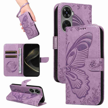 Swallowtail Butterfly Embossed Leather Phone Case, For Huawei nova 11 SE 4G