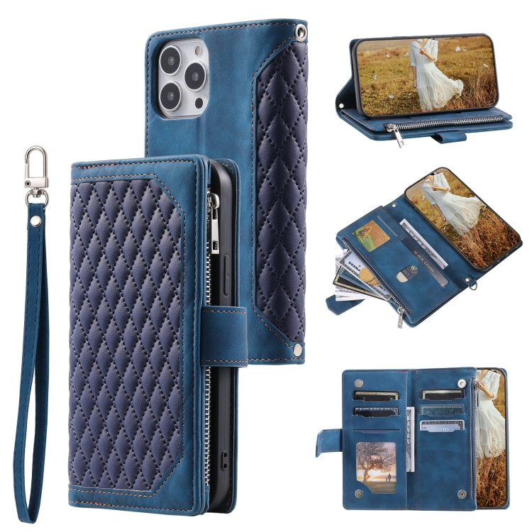 Grid Texture Zipper Leather Phone Case with Lanyard, For Redmi Note 17 5G/4G 169.74mm, For Redmi Note 17 Pro+ 5G Global 163.4mm, For Redmi 17 5G/4G Global 170mm, For Redmi Note 14 4G EU 164.84mm, For Redmi Note 14 Pro 4G, For Xiaomi Redmi Note 14 5G   ...