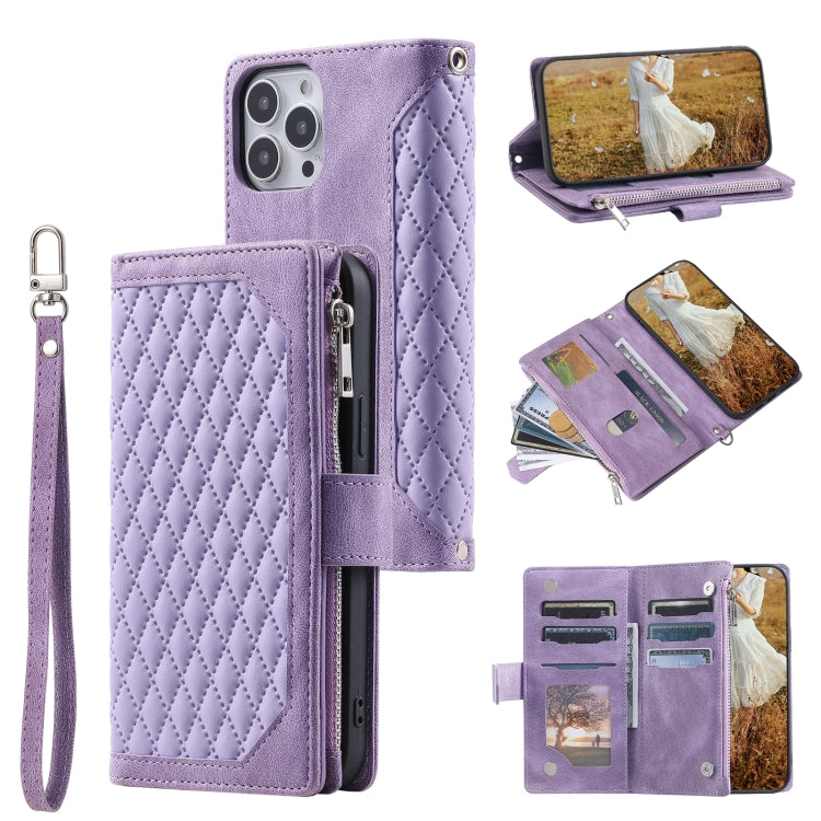 Grid Texture Zipper Leather Phone Case with Lanyard, For Redmi Note 17 5G/4G 169.74mm, For Redmi Note 17 Pro+ 5G Global 163.4mm, For Redmi 17 5G/4G Global 170mm, For Redmi Note 14 4G EU 164.84mm, For Redmi Note 14 Pro 4G, For Xiaomi Redmi Note 14 5G   ...